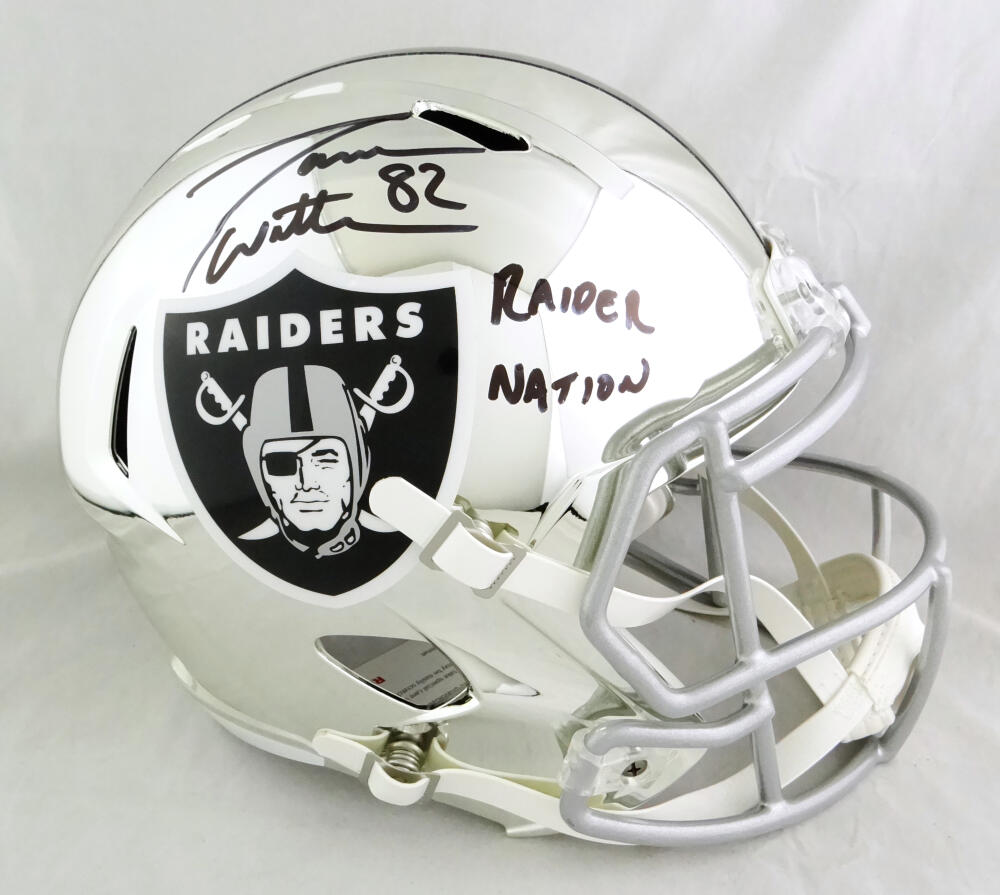 Jason Witten Autographed Las Vegas Raiders F/S Chrome Speed Helmet w/ Insc  - Beckett Auth *Blk