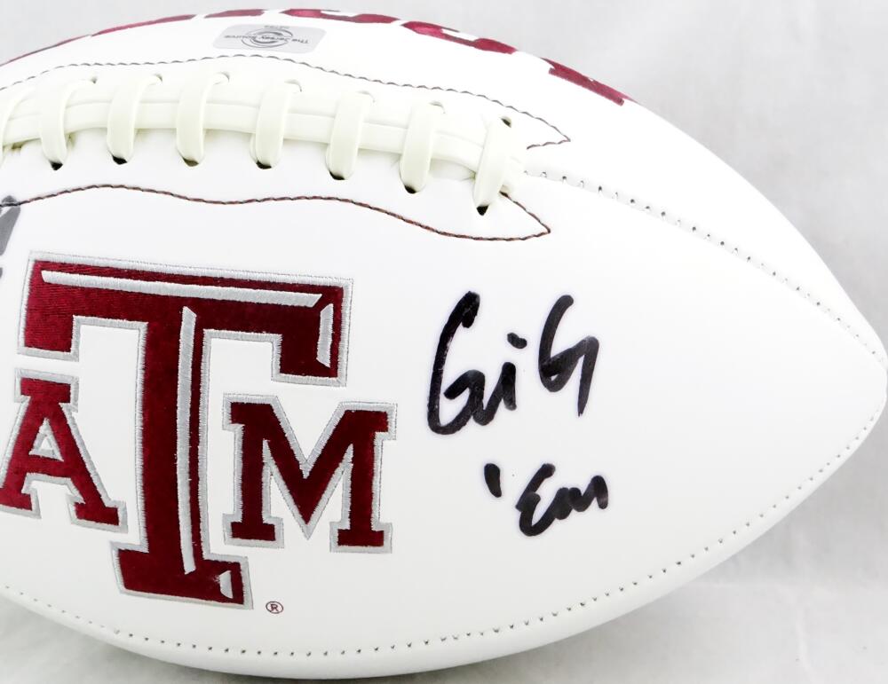 Dat Nguyen Autographed Texas A&M Logo Football w/ Gig Em- Jersey Source Auth