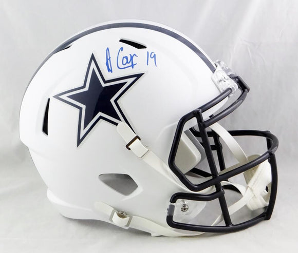 Amari Cooper Autographed Dallas Cowboys F/S Flat White Speed Helmet- JSA W Auth *Blue