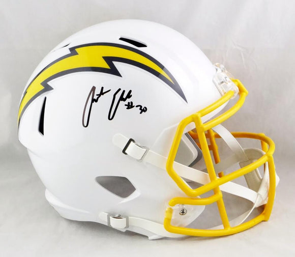 Austin Ekeler Autographed F/S Los Angeles Chargers Color Rush Speed Helmet - Beckett W Auth *Black