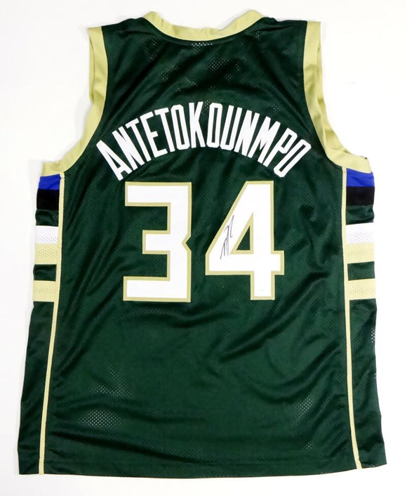 Giannis Antetokounmpo Autographed Green Jersey - JSA W Auth *3