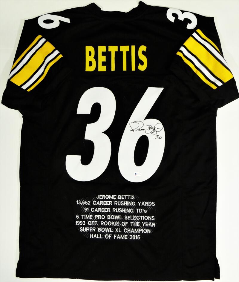 : Jerome Bettis Autographed Black Pittsburgh Jersey