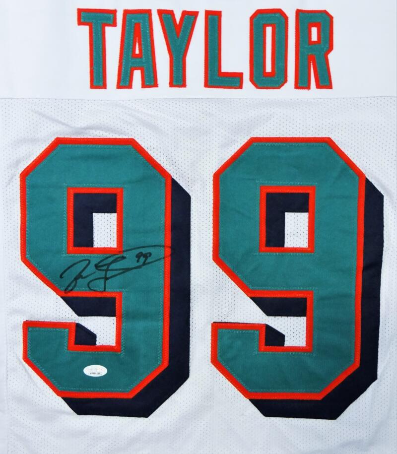 Jason Taylor Autographed White Pro Style Jersey - JSA W Auth *L9