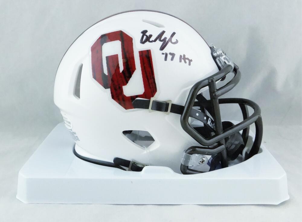 Baker Mayfield Signed Sooners 'Bring the Wood' Mini Helmet- Beckett W – The  Jersey Source