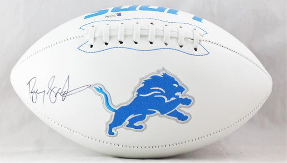 Barry Sanders Autographed Detroit Lions Logo Football - Beckett Auth *Black