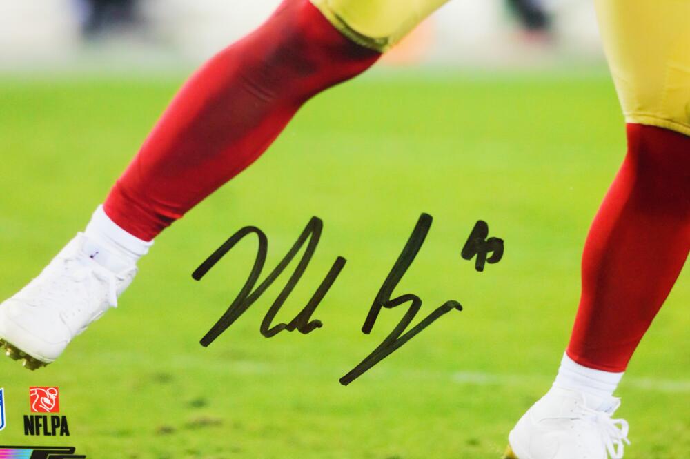 Nick Bosa San Francisco 49ers FRMD Signed 16x20 White Jersey Shrug  Photograph