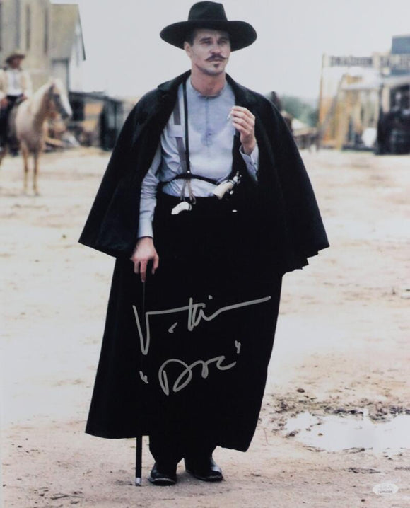 Val Kilmer Autographed Tombstone 16x20 Walking with Cane Photo w/ Doc - JSA W Auth *Silver