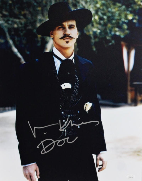 Val Kilmer Autographed Tombstone 16x20 Close Up Photo w/ Doc - JSA W Auth *Silver