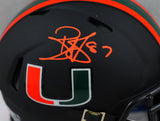 Reggie Wayne Autographed Miami Hurricanes 2017 Alt Black Mini Helmet - Beckett W Auth *Orange