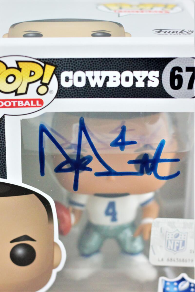 Dak Prescott Autographed Dallas Cowboys Funko Pop White Jersey Figurine 67-  Beckett W *Blue