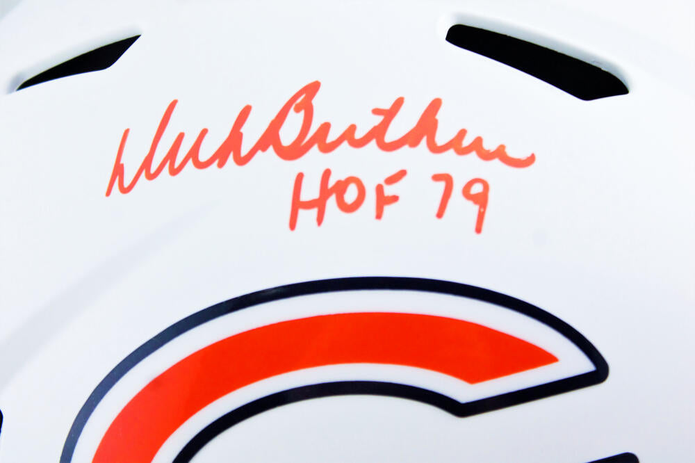 Shop Dick Butkus Signed Chicago Bears White Logo Football HOF 79