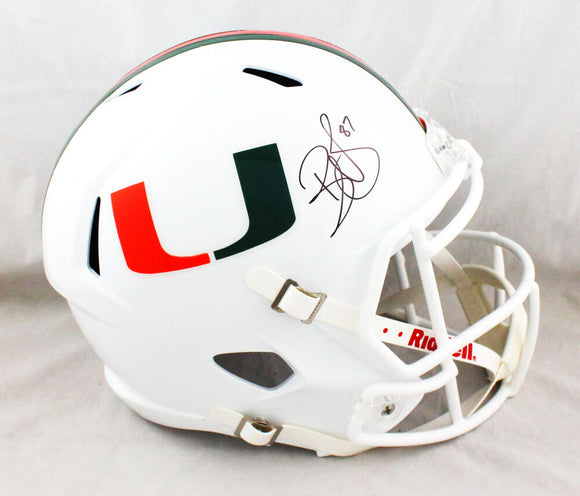 Reggie Wayne Autographed Miami Hurricanes F/S Speed Helmet - Beckett W Auth *Black
