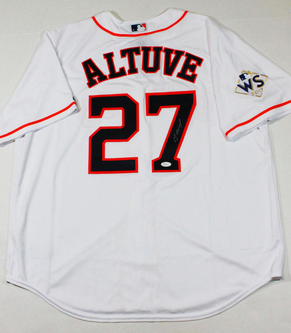 Jose Altuve Autographed Houston Astros White Majestic Jersey w/WS Patch - JSA W Auth *7