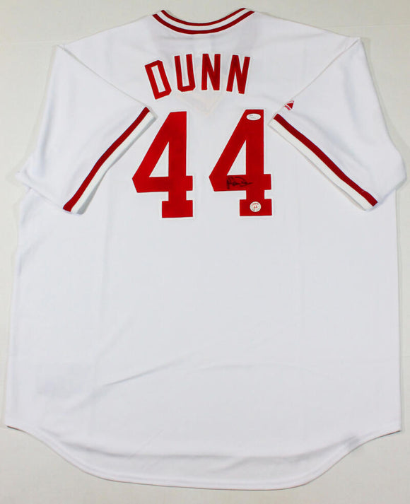 Adam Dunn Autographed Cincinnati Reds White Cooperstown Jersey- JSA Auth *Black