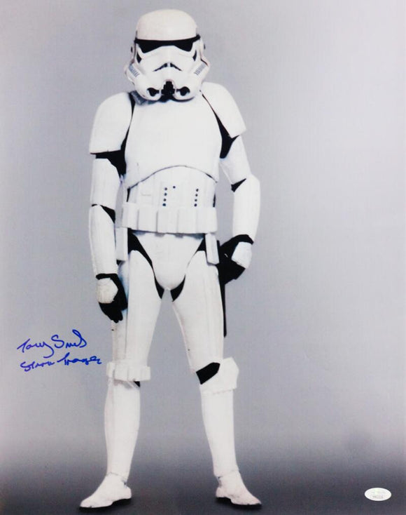 Tony Smart Autographed Full Body 16x20 Photo w/ Stormtrooper - JSA Auth *Blue