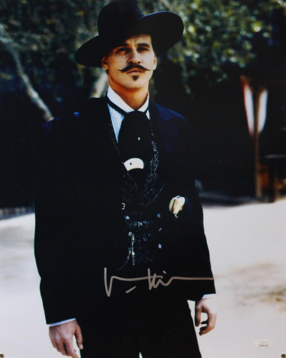 Val Kilmer Autographed Doc Holiday 16x20 Close Up Photo - JSA W Auth *Silver