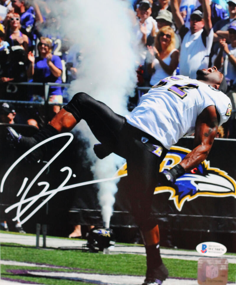 Ray Lewis Autographed Baltimore Ravens 8x10 HM Tunnel Dance Photo - Be –  The Jersey Source