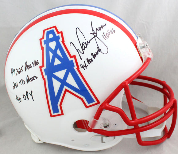 Warren Moon Autographed Houston Oilers Authentic Helmet w/5 Insc- Beckett W Auth