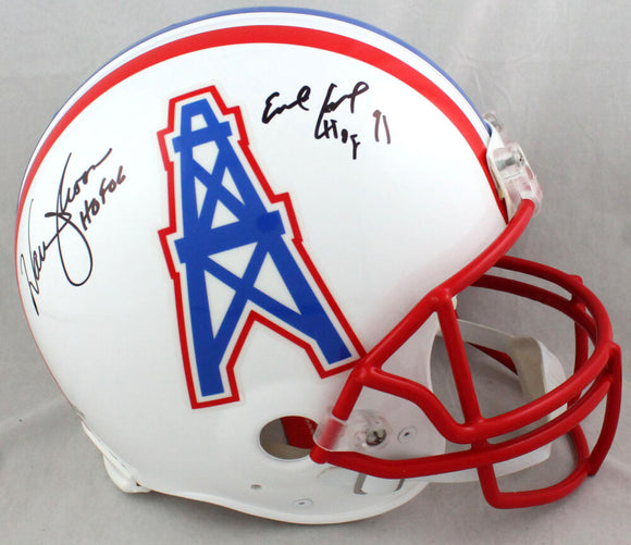 Warren Moon Earl Campbell Autographed Houston Oilers 81-96 TB Authentic Helmet w/HOF - Beckett W Auth