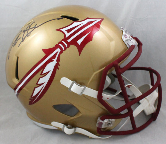 Deion Sanders Autographed FSU Seminoles F/S Speed Helmet - Beckett W Auth *Black