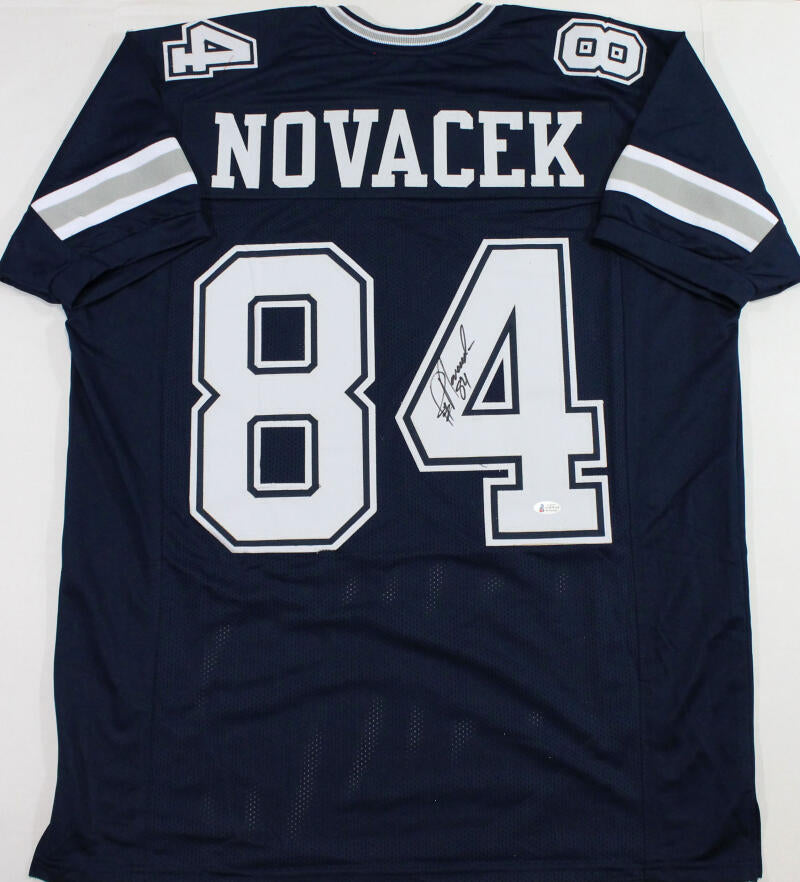 Jay Novacek Autographed White Style Jersey- Beckett W Hologram