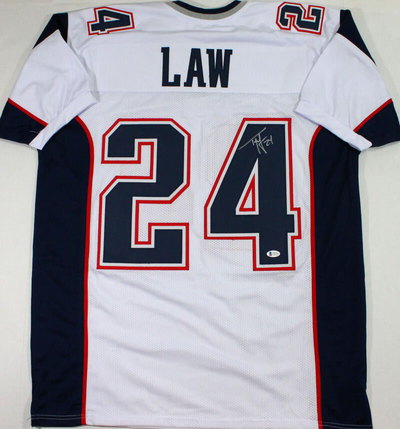 Ty Law Autographed White Pro Style Jersey - Beckett W Auth *4