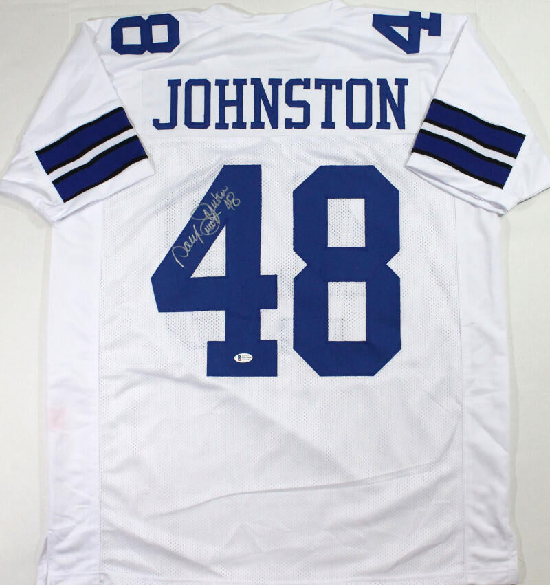 Daryl Moose Johnston Autographed White Pro Style Jersey - Beckett