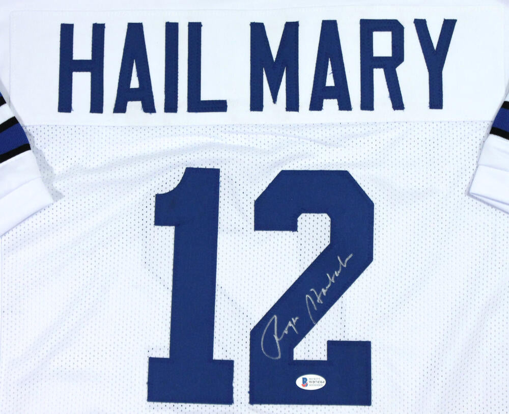 Sports Integrity Roger Staubach Drew Pearson Signed Custom White Pro-Style Football Jersey BAS