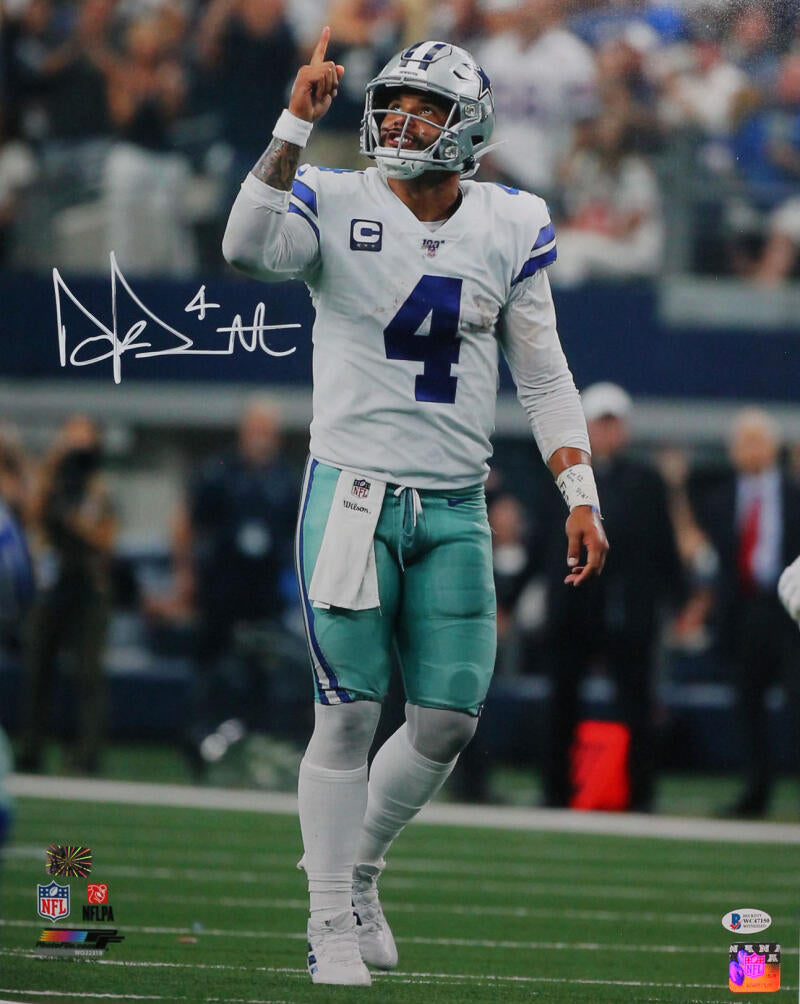 Dak Prescott Autographed Dallas Cowboys Camo Mini Helmet- Beckett W *W –  The Jersey Source