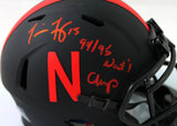 Tommie Frazier Autographed Nebraska Eclipse Mini Helmet w/ Insc - Beckett W Auth *Red