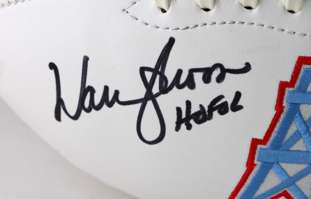 Warren Moon Autographed Houston Oilers Logo Football w/HOF #2- Beckett –  The Jersey Source