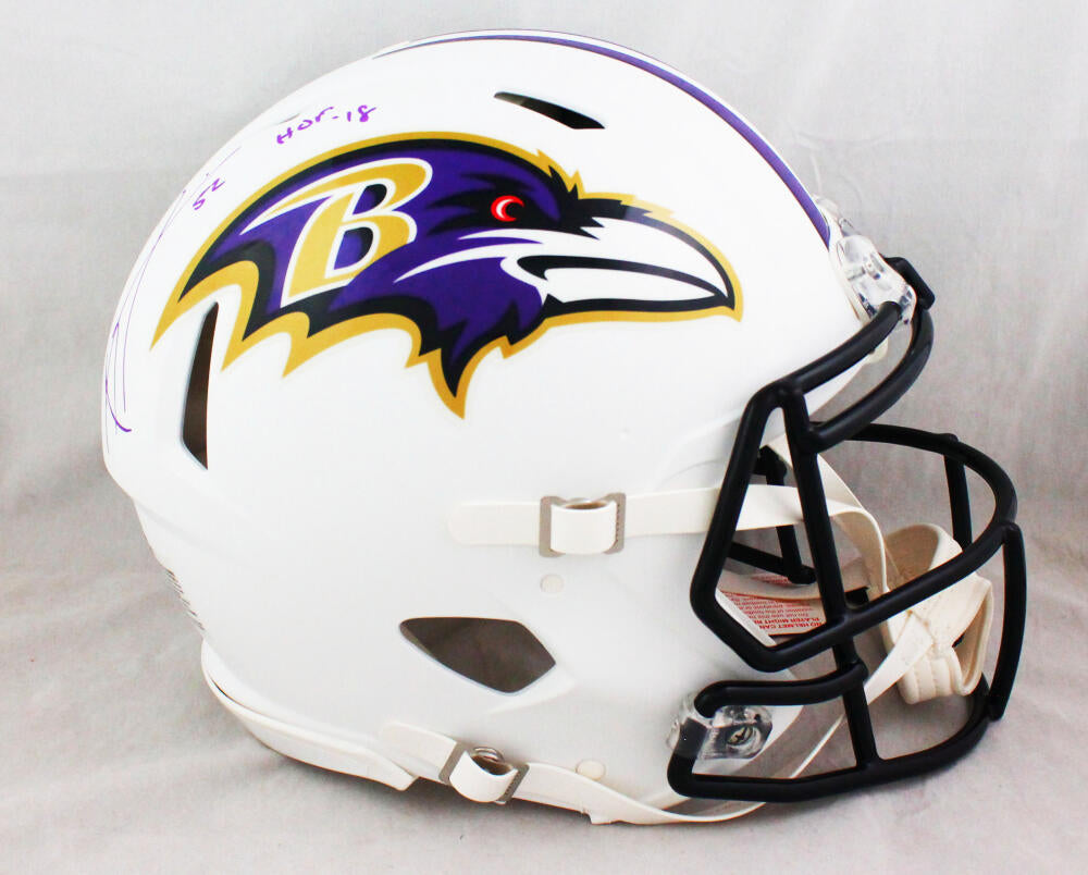  Ray Lewis Autographed Ravens F/S Flat White Speed