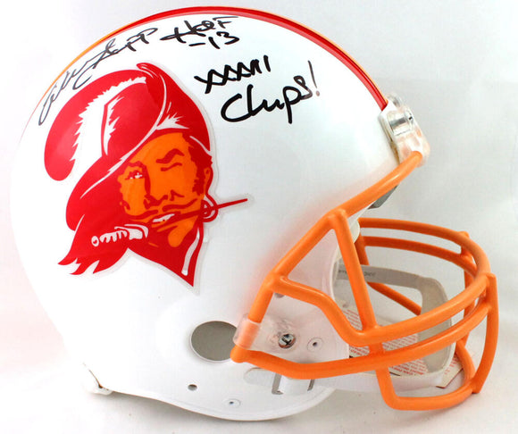 Warren Sapp Autographed Tampa Bay Bucs F/S 76-96 Authentic Helmet w/ 2 Insc - Beckett W Auth *Black