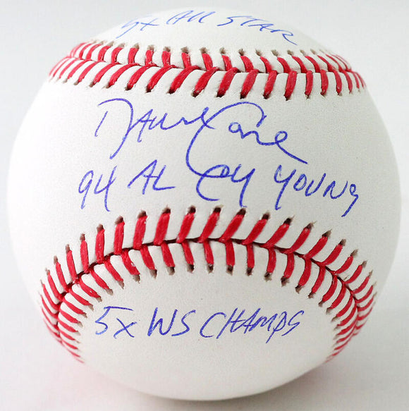 David Cone Autographed Rawlings OML Baseball w/ 3 Insc - JSA W Auth *Blue