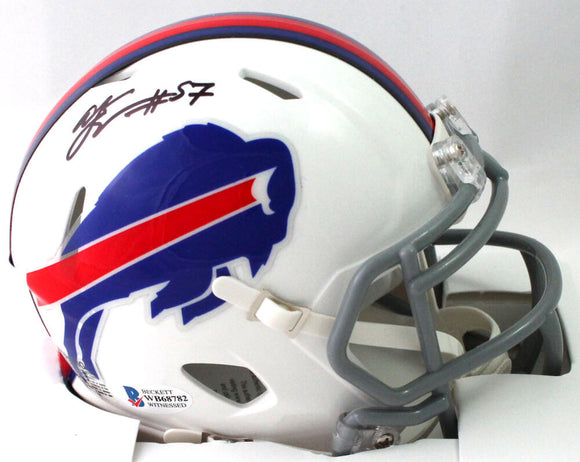 AJ Epenesa Autographed Buffalo Bills Speed Mini Helmet - Beckett W Auth *
