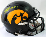 AJ Epenesa Autographed Iowa Hawkeyes Alt Speed Mini Helmet - Beckett W Auth *Yellow
