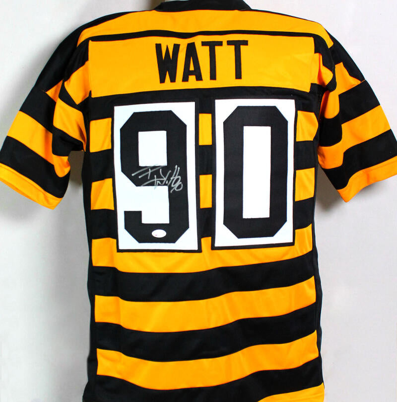 TJ Watt Autographed Black w/ Yellow Numbers Pro Style Jersey