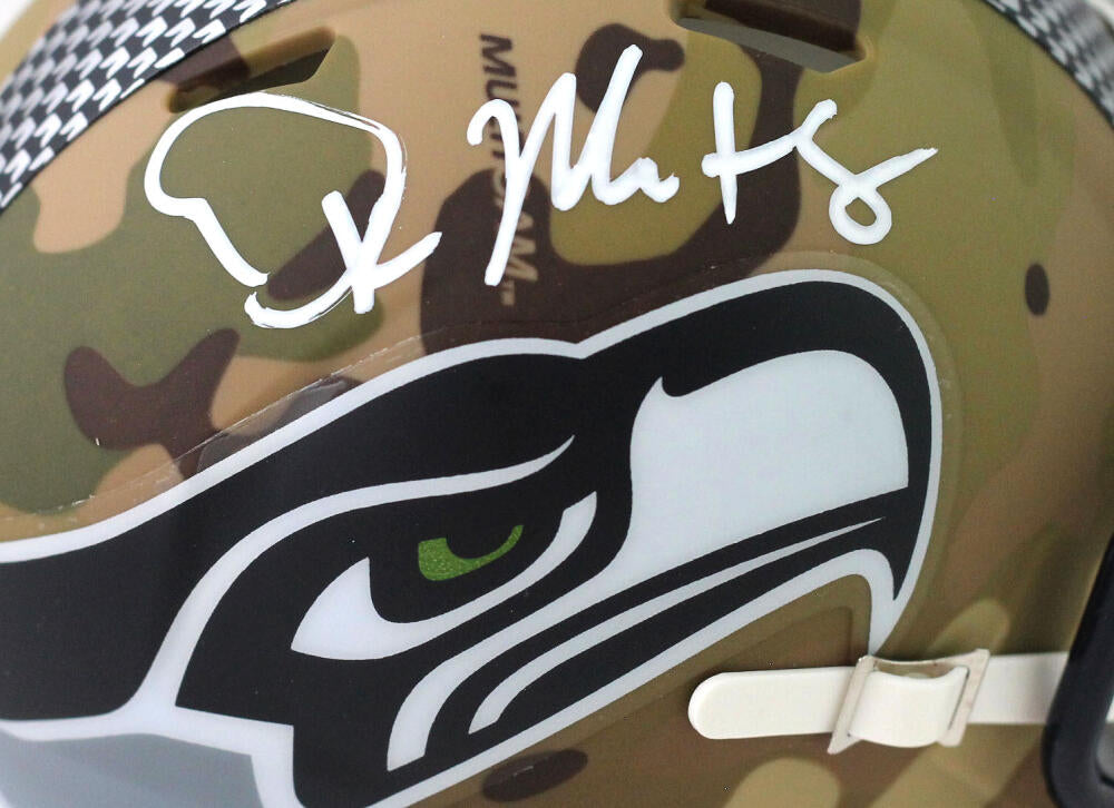 DK Metcalf Autographed Seattle Seahawks Camo Speed Mini Helmet