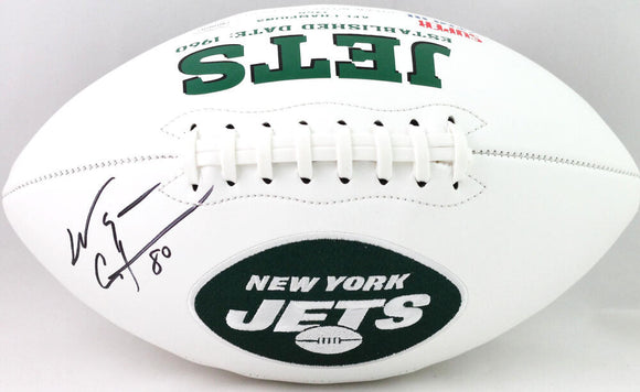 Wayne Chrebet Autographed New York Jets Logo Football - JSA W Auth *Black