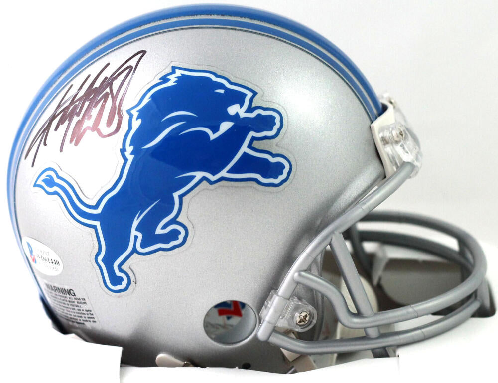 Adrian Peterson Autographed Detroit Lions Mini Helmet- Beckett W *Blac –  The Jersey Source