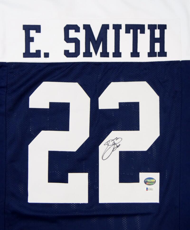 Emmitt Smith Autographed/Signed Pro Style White XL Jersey BAS