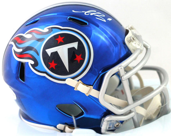 AJ Brown Autographed Tennessee Titans Chrome Speed Mini Helmet - Beckett W Auth *White