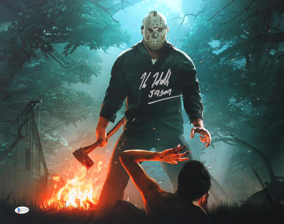Kane Hodder Autographed 16x20 Friday The 13th: The Game Photo w/Jason - Beckett W Auth *Silver