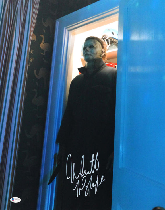Nick Castle Autographed 16x20 Michael Myers in Closet Photo w/The Shape - Beckett W Auth *White