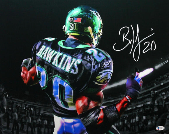 Brian Dawkins Autographed Eagles 16x20 Back View Photo - Beckett W Auth *White