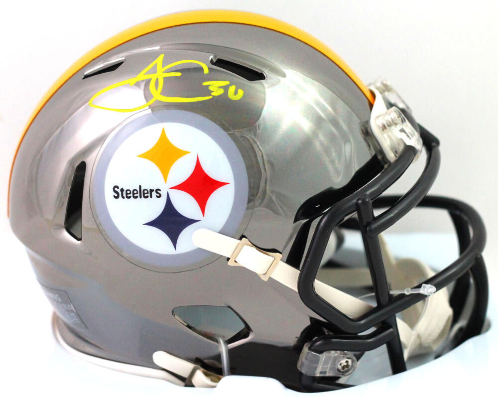 James Conner Autographed Pittsburgh Steelers Chrome Mini Helmet - Fana –  The Jersey Source