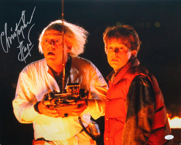 Christopher Lloyd Autographed 16x20 Photo Back to the Future w/ Marty- JSA Auth *Silver