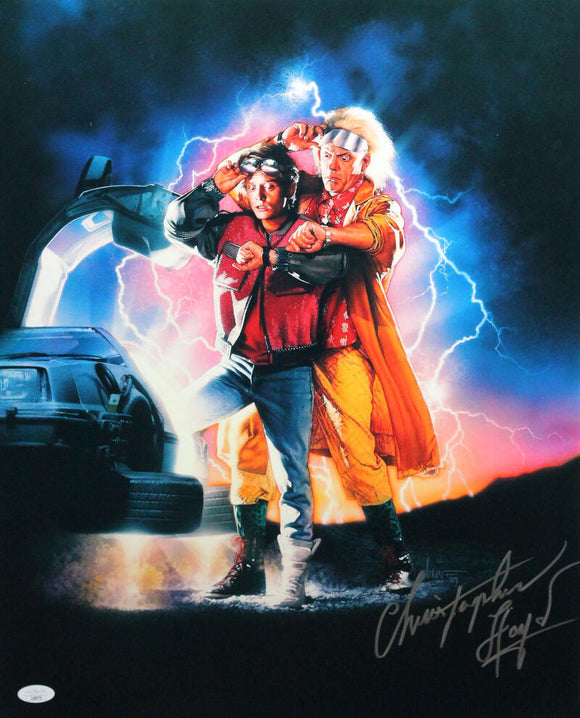 Christopher Lloyd Autographed 16x20 Photo Back to the Future II Movie Poster- JSA Auth *Silver