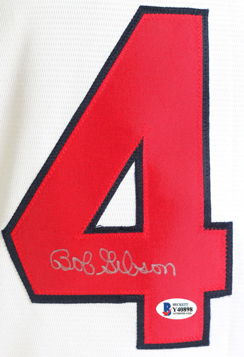 Lot - BOB GIBSON AUTOGRAPHED MAJESTIC ST. LOUIS CARDINALS JERSEY