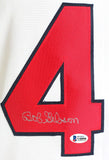 Bob Gibson Autographed St Louis Cardinals White Majestic Jersey- Beckett  COA *4
